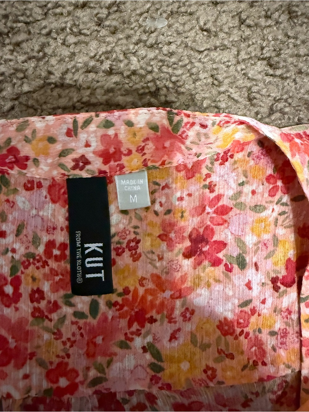 Kut from the Kloth Sheer Floral Button-Front Blouse - Pink & Orange - Picture 6 of 9